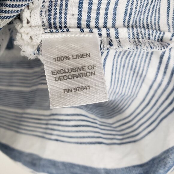 J Jill Love Linen Blue White Cabana Stripe Sleeveless Tank Top Womens Size Small - Picture 5 of 6